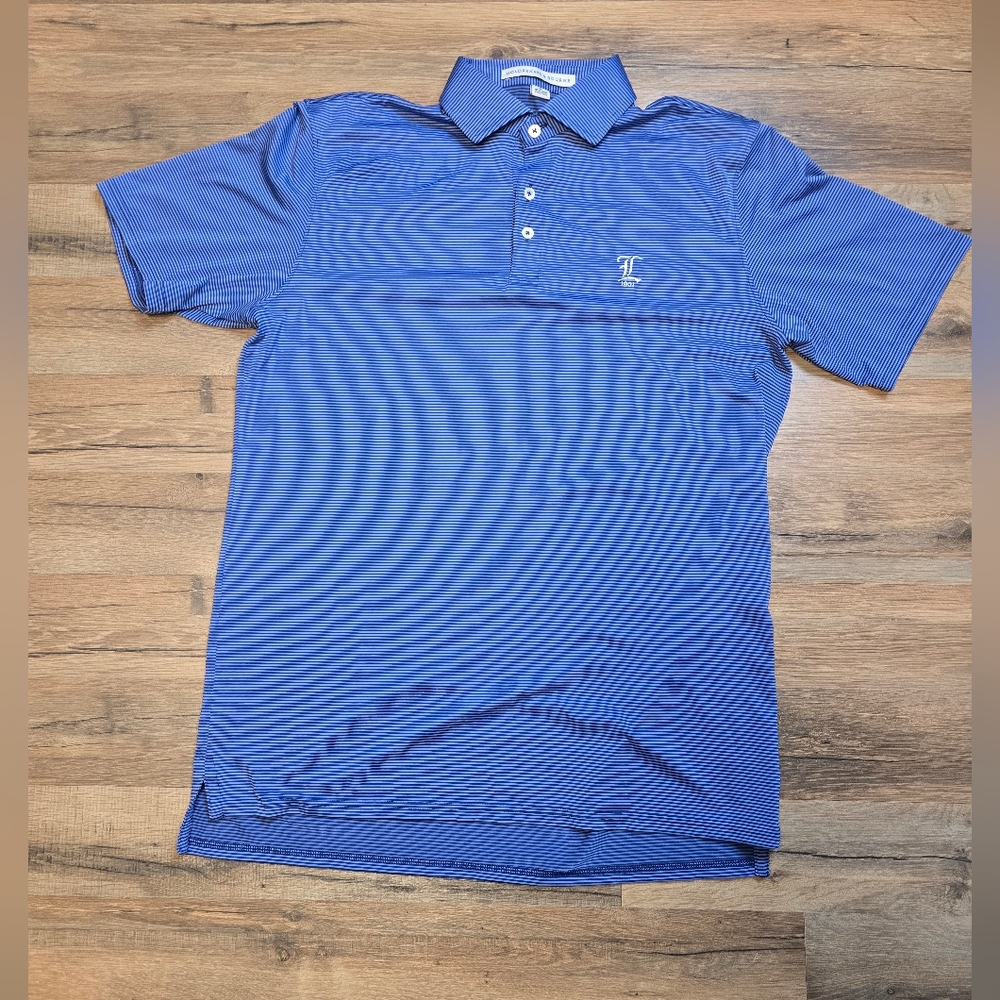 Houlderness & Bourne Polo Shirt Mens M Purple Striped Golf Tailored Fit Logo
